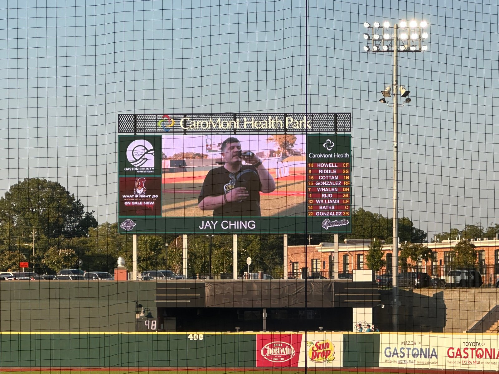 Night game under the lights at CaroMont Health Park